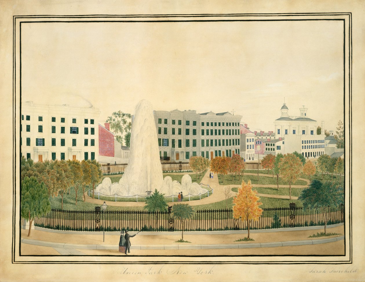 Union Park, New York, kb. 1845. alkotó: Sarah Fairchild