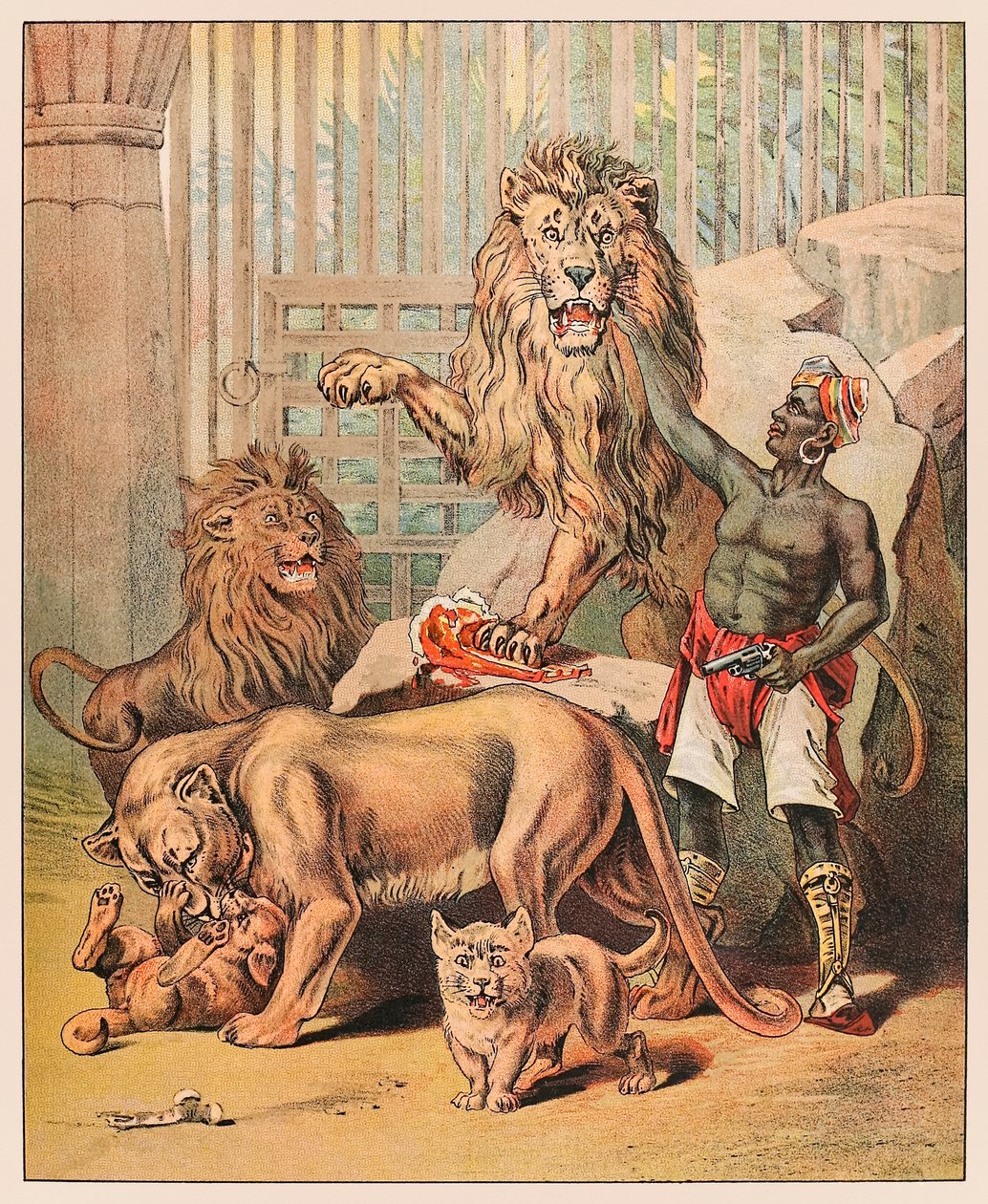 Oroszlánok fellépése felvezetőjükkel a Barnum & Bailey Circusban a P.T. Barnum