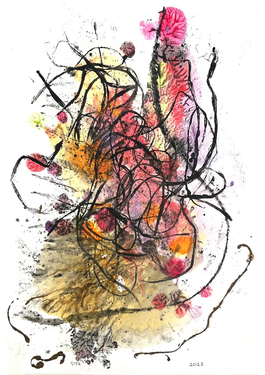 Fekete fű, 2023 (tintás monoprint) alkotó: Sarah Thompson Engels