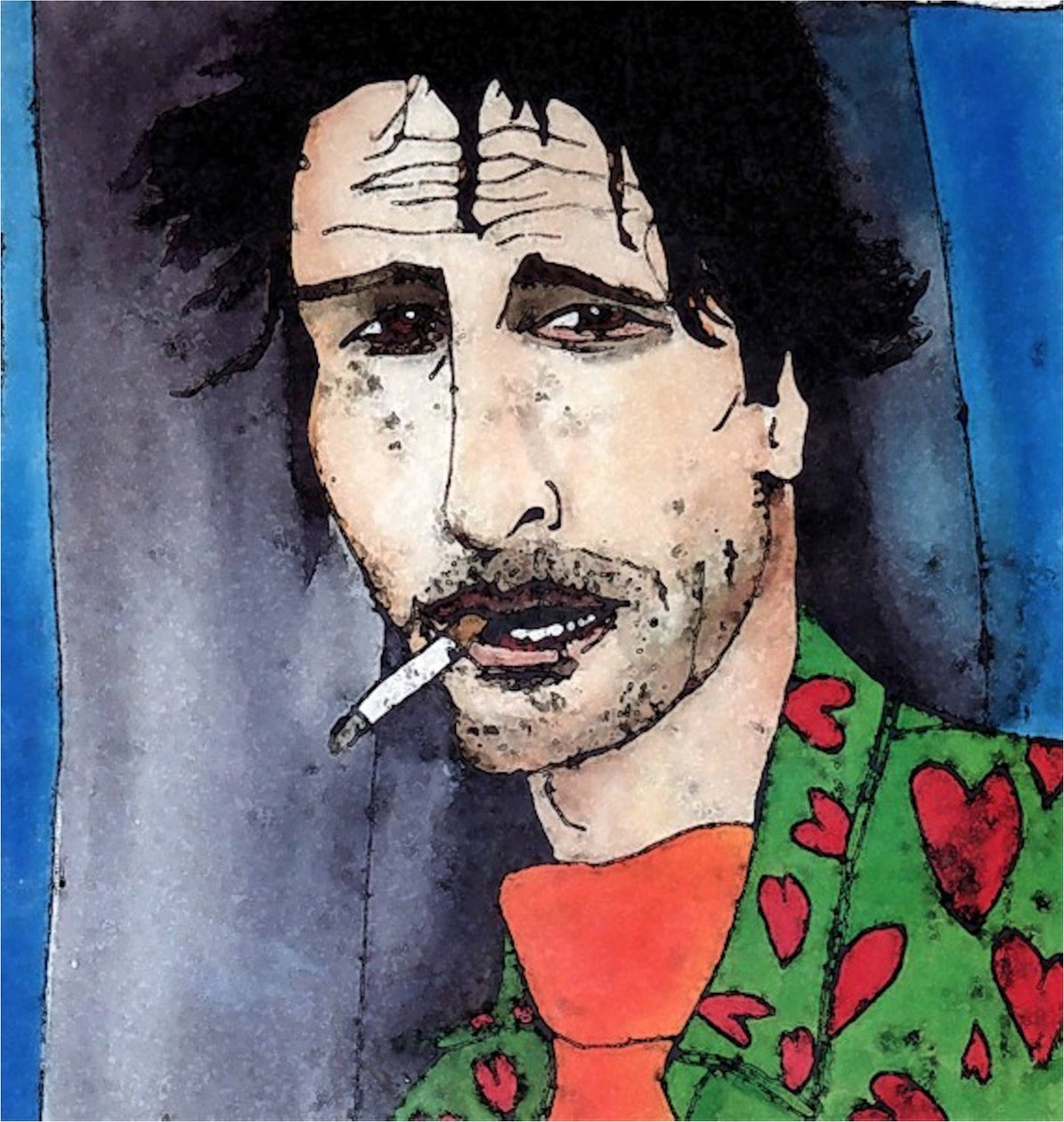 Férfi cigarettával, 2020 (tinta papíron) alkotó: Sarah Thompson Engels