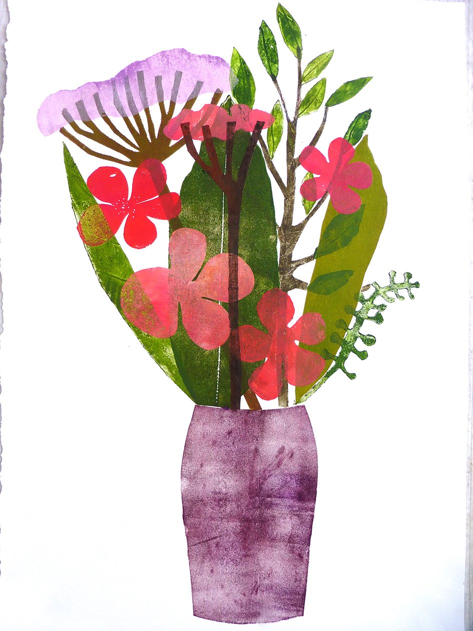 „Lila váza” 2020 (monoprint) alkotó: Sarah Thompson Engels