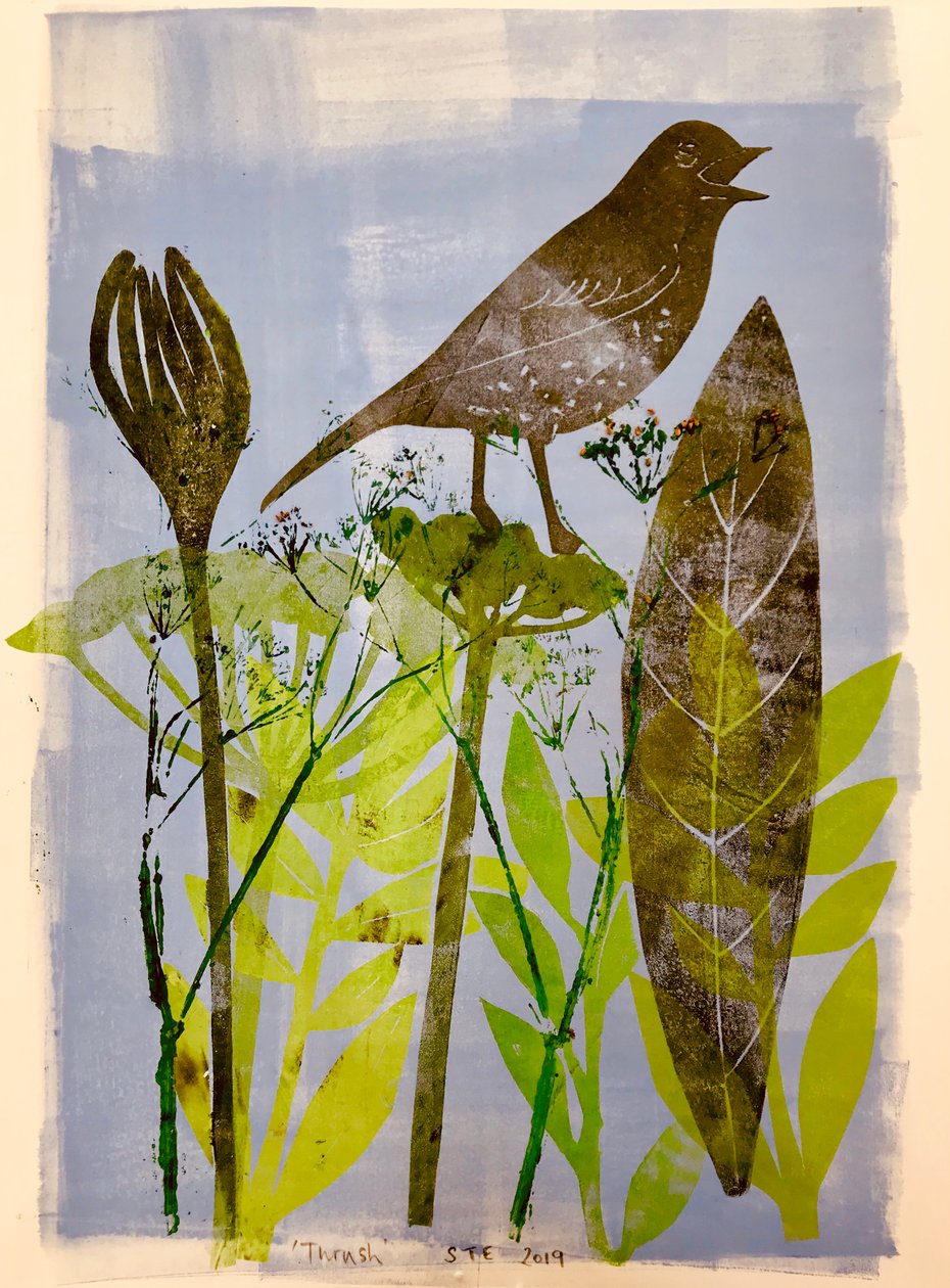 Énekes madár, 2020, (monoprint) alkotó: Sarah Thompson Engels