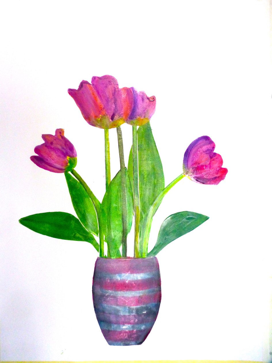 Tulipánok 1, 2021 (tinta papíron) alkotó: Sarah Thompson Engels