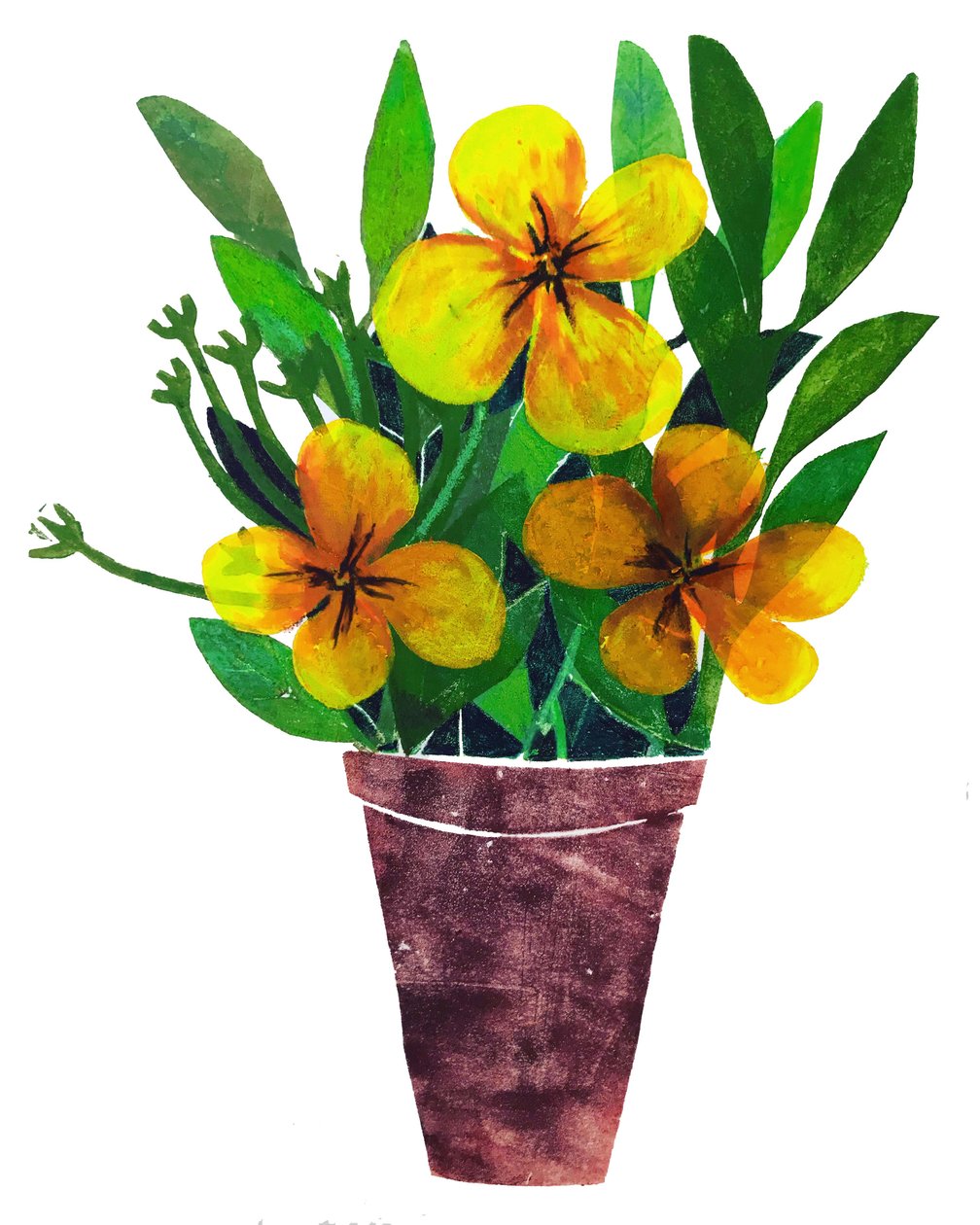 Sárga cserép, 2019, (monoprint) alkotó: Sarah Thompson Engels