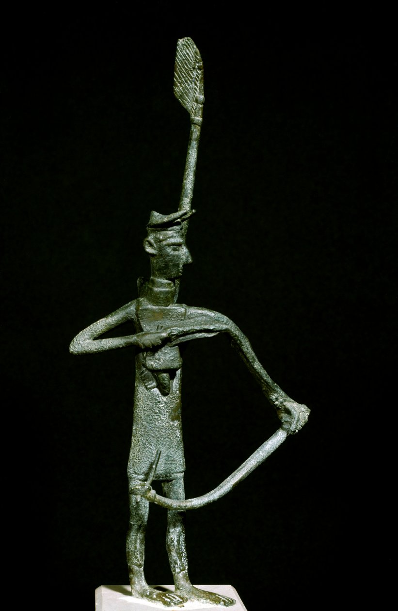 Nuragikus kultúra (nuraghi) Szardíniai: bronz íjász szobrocska. Kr.e. 8-7. Cagliari, Nemzeti Régészeti Múzeum, Szardínia, Olaszország alkotó: Sardinia Nuragic Civilization