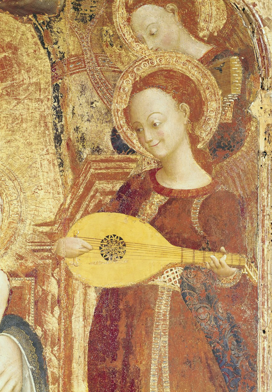 Szűz és gyermek hat angyallal, egy angyal-zenész részlete, 1437-44 (lásd 95743) alkotó: Stefano Sassetta