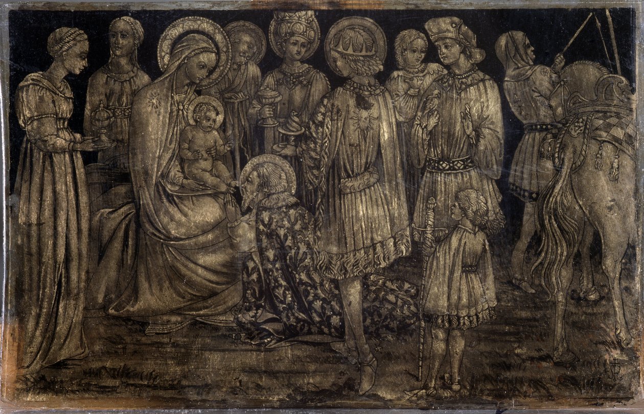 A Mágusok imádása Sassetta (1392-1450) festménye Dim 29x46 cm Marseille Dekoratív Művészeti és Divat Múzeum alkotó: Sassetta (c.1392 1450)