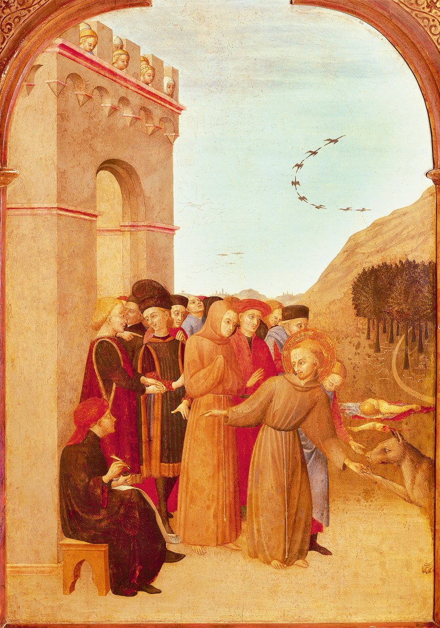 Assisi Szent Ferenc Gubbio farkasával beszélget (részlet) (tojástempera nyárfatáblán) alkotó: Sassetta (c.1392 1450)