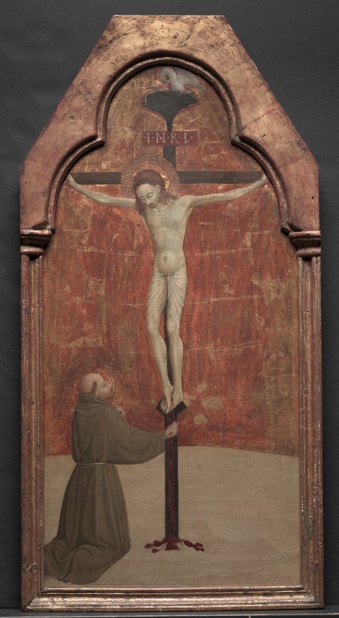 A kereszten Krisztus előtt térdelő Szent Ferenc, 1437-1444. alkotó: Sassetta