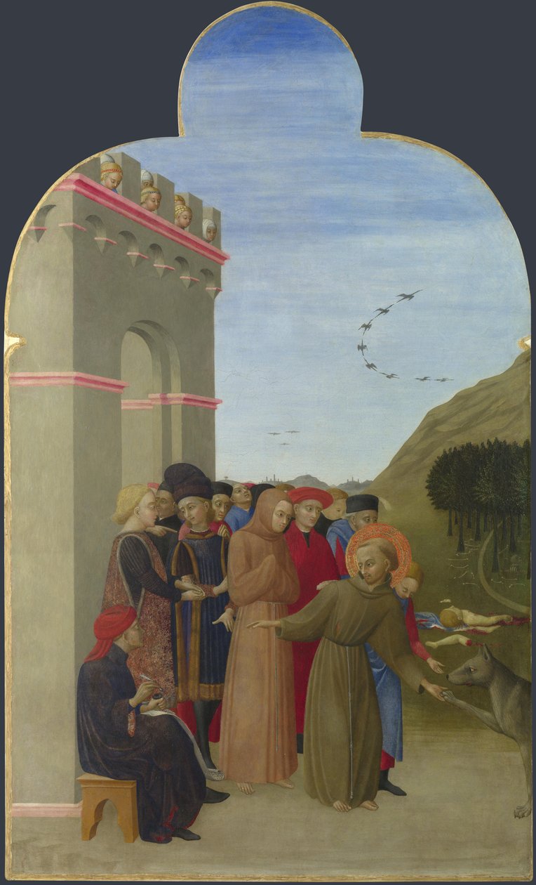 Gubbio farkasa a Borgo del Santo Sepolcro oltárképről, 1437-1444. alkotó: Sassetta