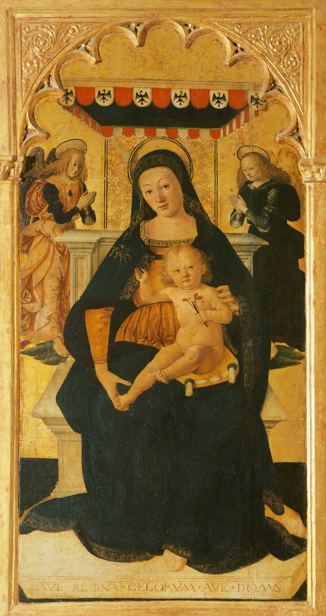 Madonna és gyermek trónolt alkotó: Saturnino Gatti
