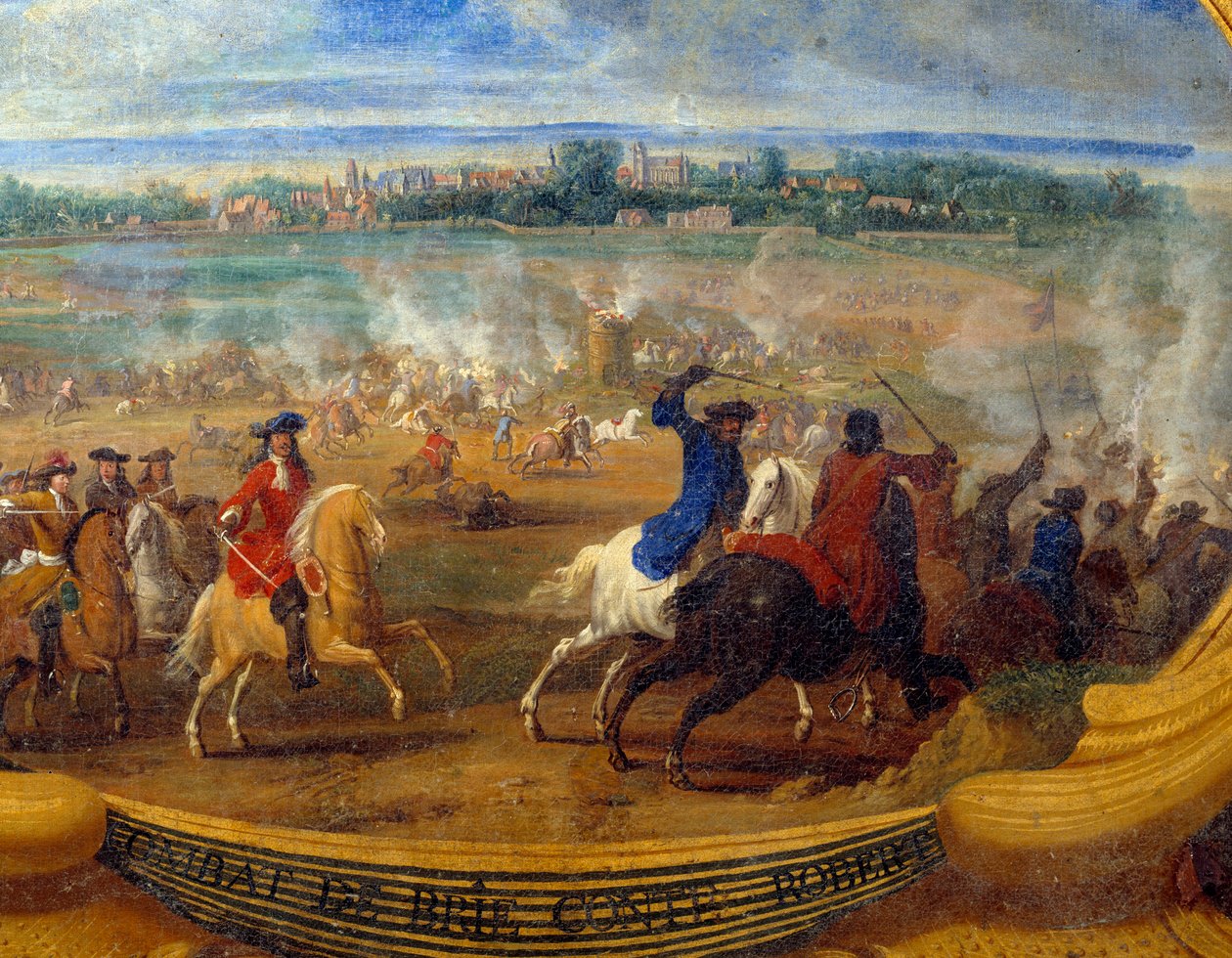 II. Lajos Bourbon Conde hercegének (Bourbon-Conde) a Grand Conde néven ismert akciói (1621-1686), Brie gróf Robert Detail csata, Le Conte Megváltó festménye (Leconte, Le Comte, Lecomte) (1659-1694) 17. századi Chantilly, Musee Conde alkotó: Sauveur Le Conte