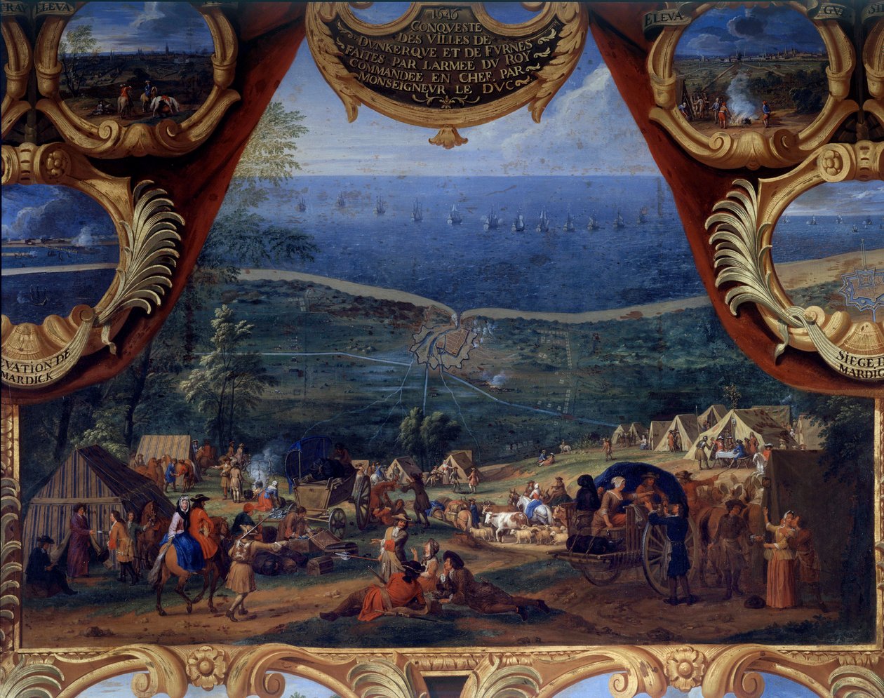 II. Lajos Bourbon Conde-i (Bourbon-Conde) herceg akciói, amelyeket Grand Condeként ismernek (1621-1686): Dunkerque-i és Furnes-i csata (1646) a harmincéves háború alatt – Le Conte megváltó festménye (Leconte, Le Comte) , Lecomte) (1659-1694) alkotó: Sauveur Le Conte