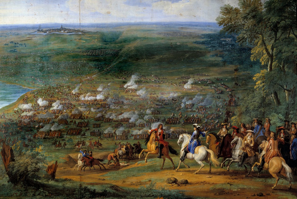Harmincéves háború: „” A rocroy-i csata (Rocroi) képe 1643.05.19-én Enghien herceg francia csapataival és Francisco de Melo spanyol csapataival szemben” Részlet, Sauveur Le Conte (Leconte) festménye , Le Comte, Lecomte) (1659-1694) alkotó: Sauveur Le Conte