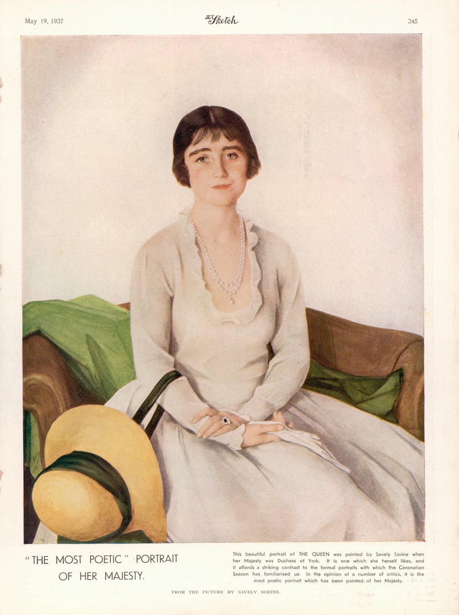 Erzsébet királyné (1900-2002) portréja a "The Sketch"-ből. alkotó: Savely Sorine