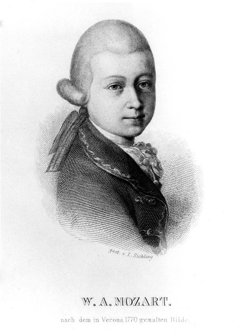 Wolfgang Amadeus Mozart 1770-ben, Lazarus Sichling metszete alkotó: Saverio dalla Rosa