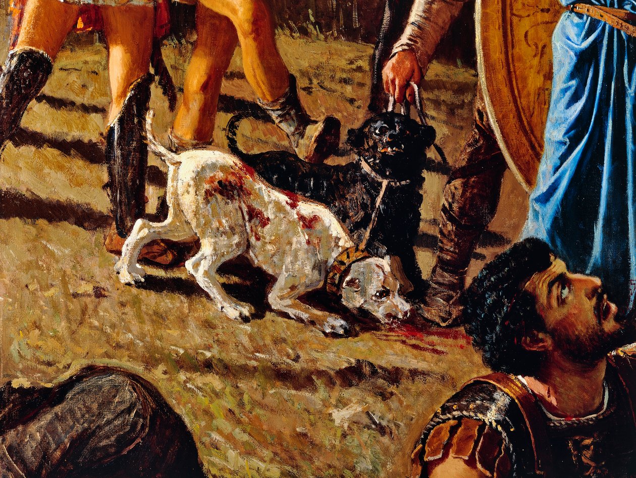 Kutyák a csatatéren, Marius diadala című részlet, Francesco Saverio Altamura (1822-1897) festménye, olaj, vászon, 234x352 cm, Olaszország alkotó: Saverio Altamura
