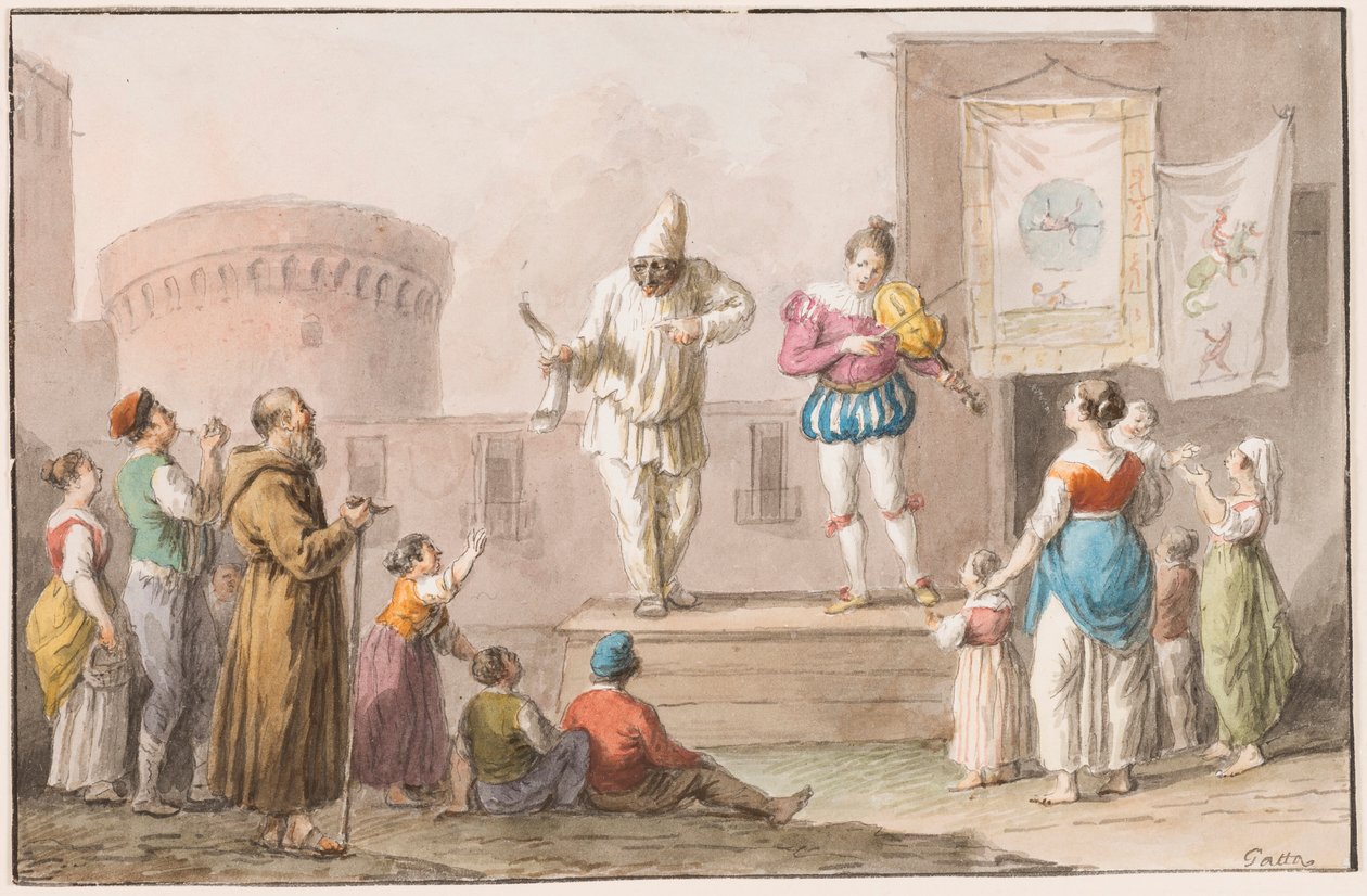 Rajz, akvarell; A Commedia dell