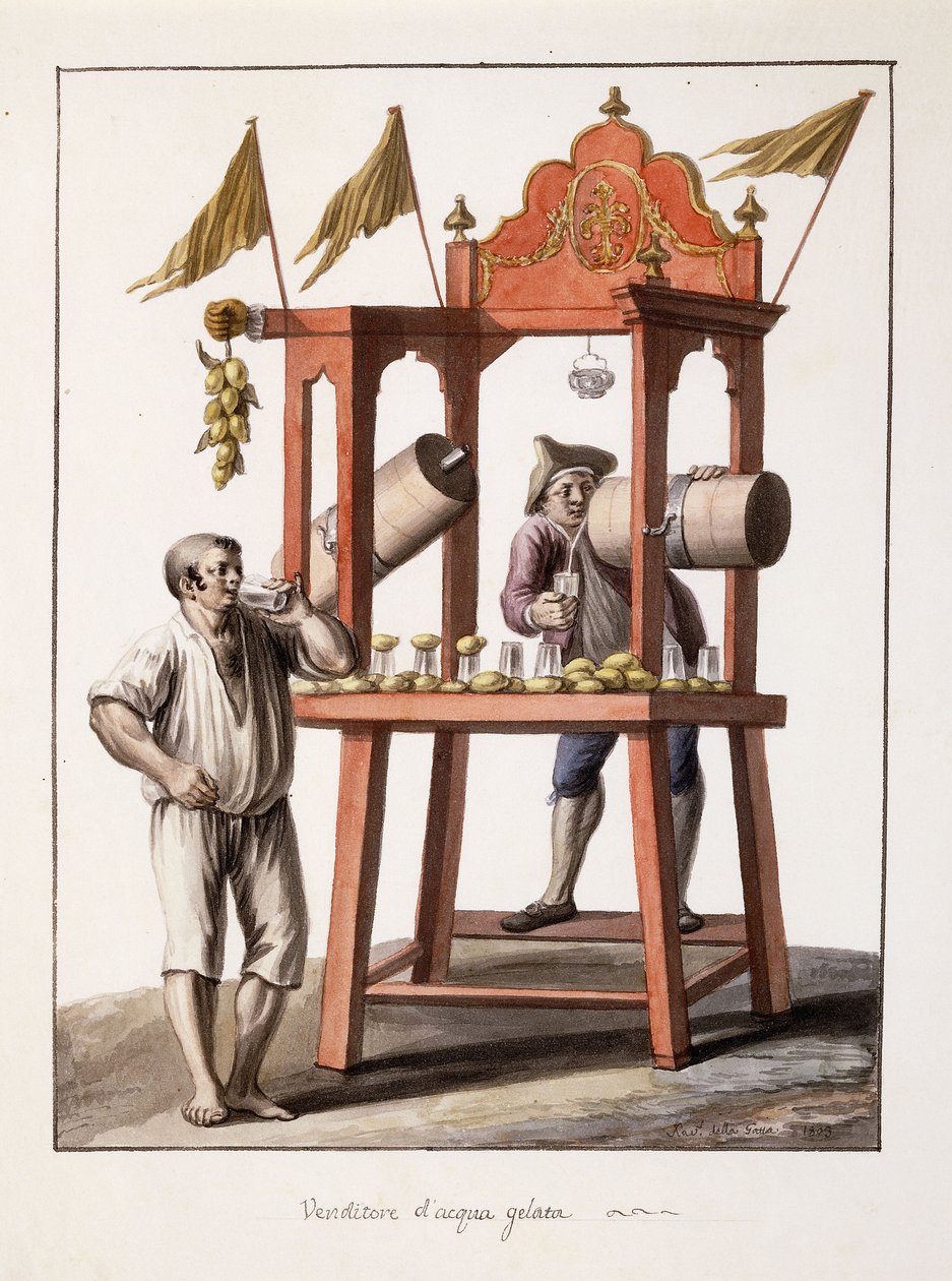Jeges víz eladó; Fagyasztott víz eladó, 1803 alkotó: Saviero Xavier della Gatta