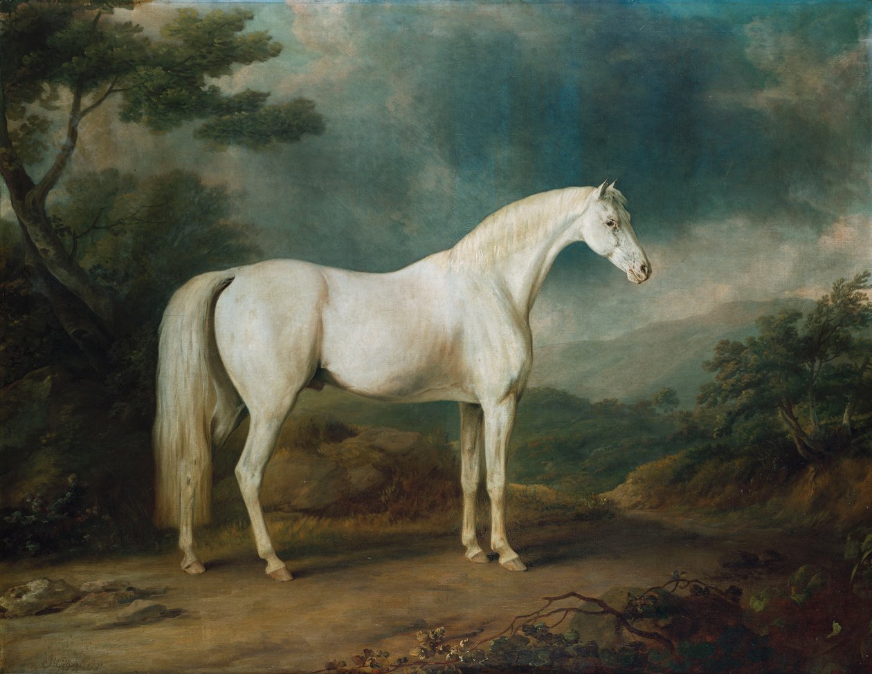 Fehér ló erdős tájon, 1791 alkotó: Sawrey Gilpin