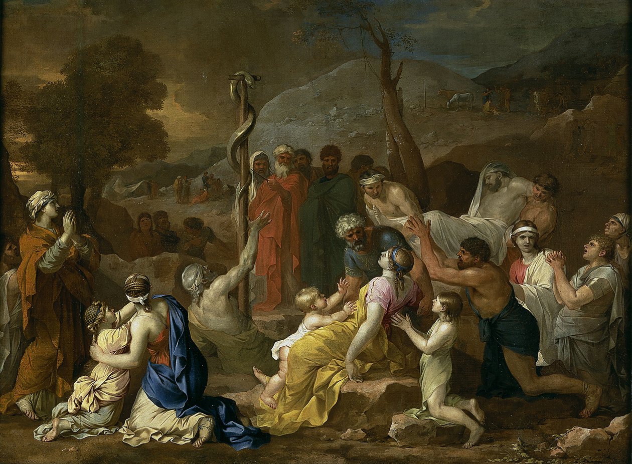 Mózes és a rézkígyó, 1653-1654 alkotó: Sébastien Bourdon
