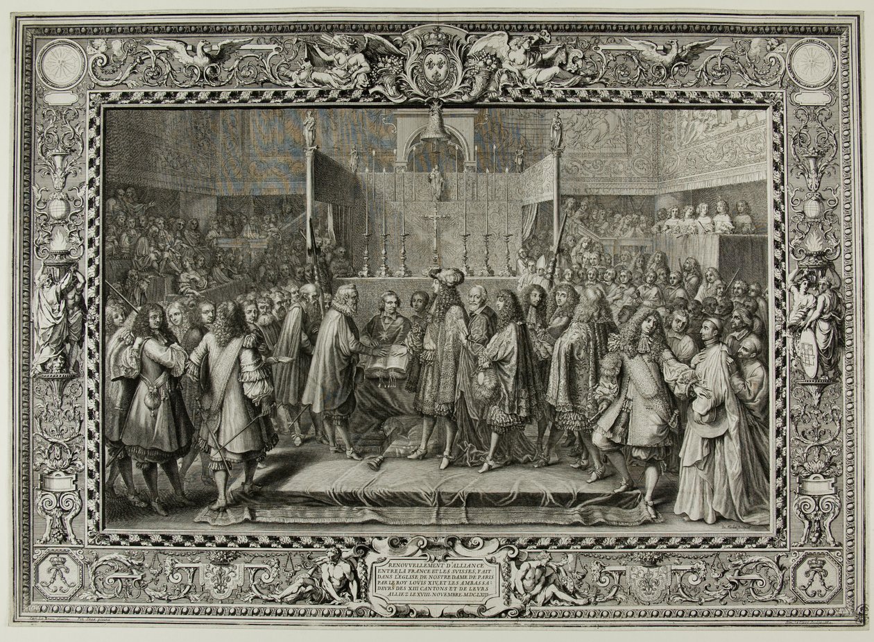 A franciák és a svájciak közötti szövetség megújítása 1663-ban alkotó: Sébastien Le Clerc the elder