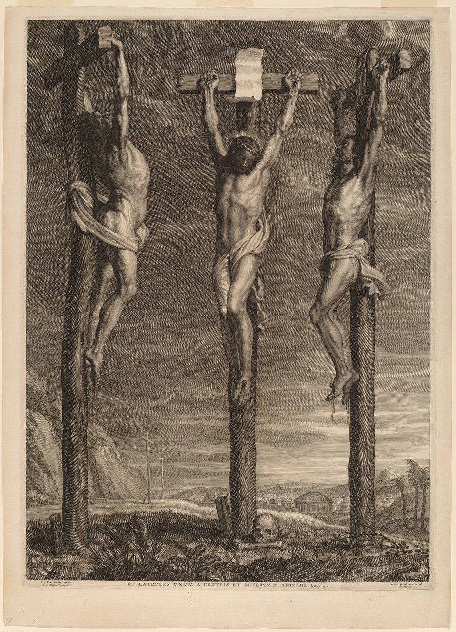 Két tolvaj között keresztre feszített Krisztus alkotó: Schelte Adams Bolswert after Sir Peter Paul Rubens