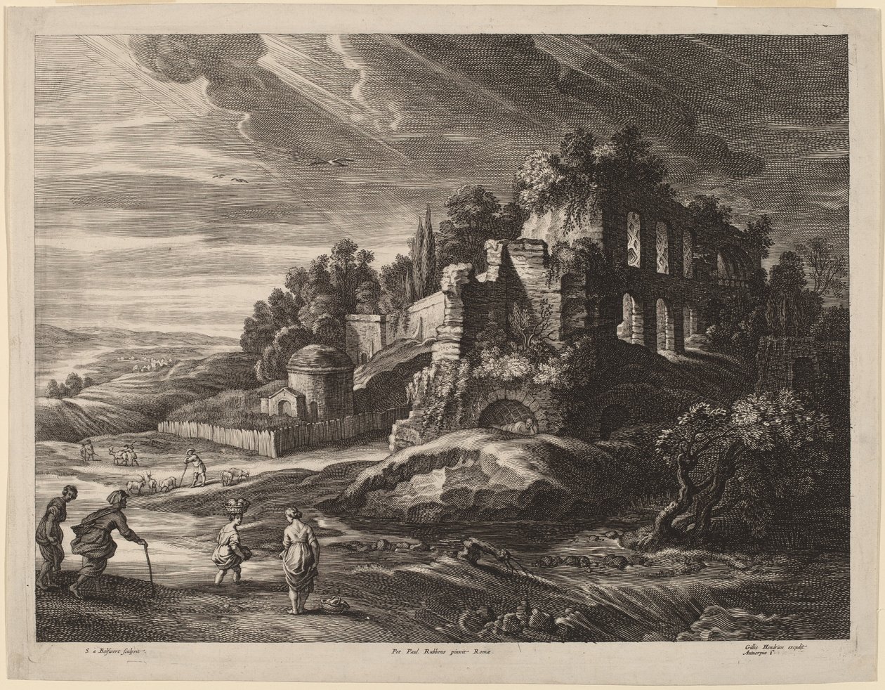 Táj nagy római romokkal alkotó: Schelte Adams Bolswert after Sir Peter Paul Rubens