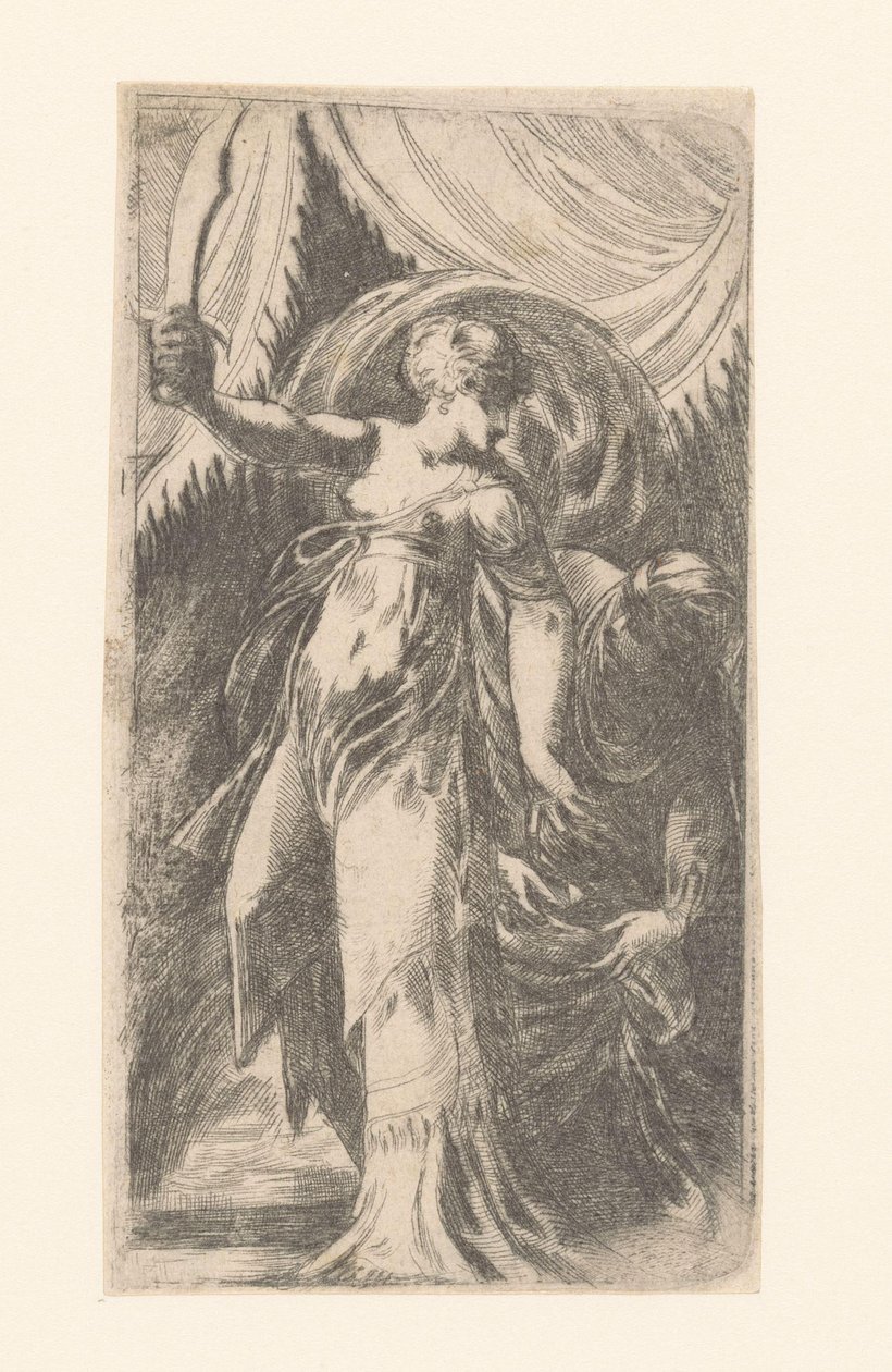 Judit Holofernész fejével egy zsákban alkotó: Schiavone (attributed to)
