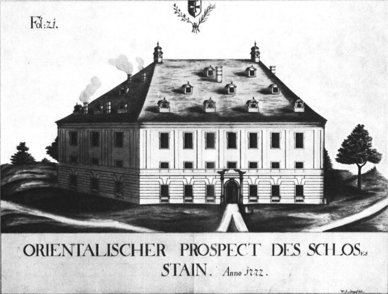 Stein -kastély a keleti tájékoztatóból (1772), Schnepf alkotó: Schnepf