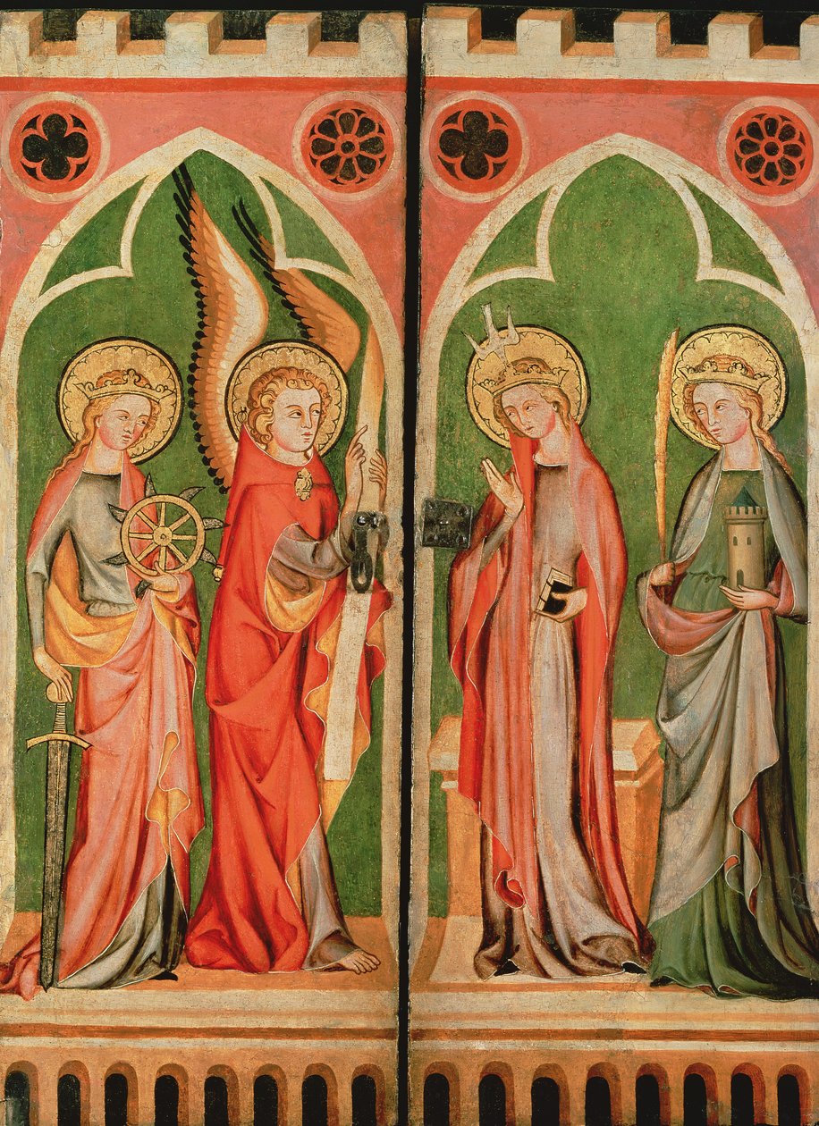 Annunciáció Szent Barbarával és Katalinnal, 1310-40 alkotó: School of Cologne