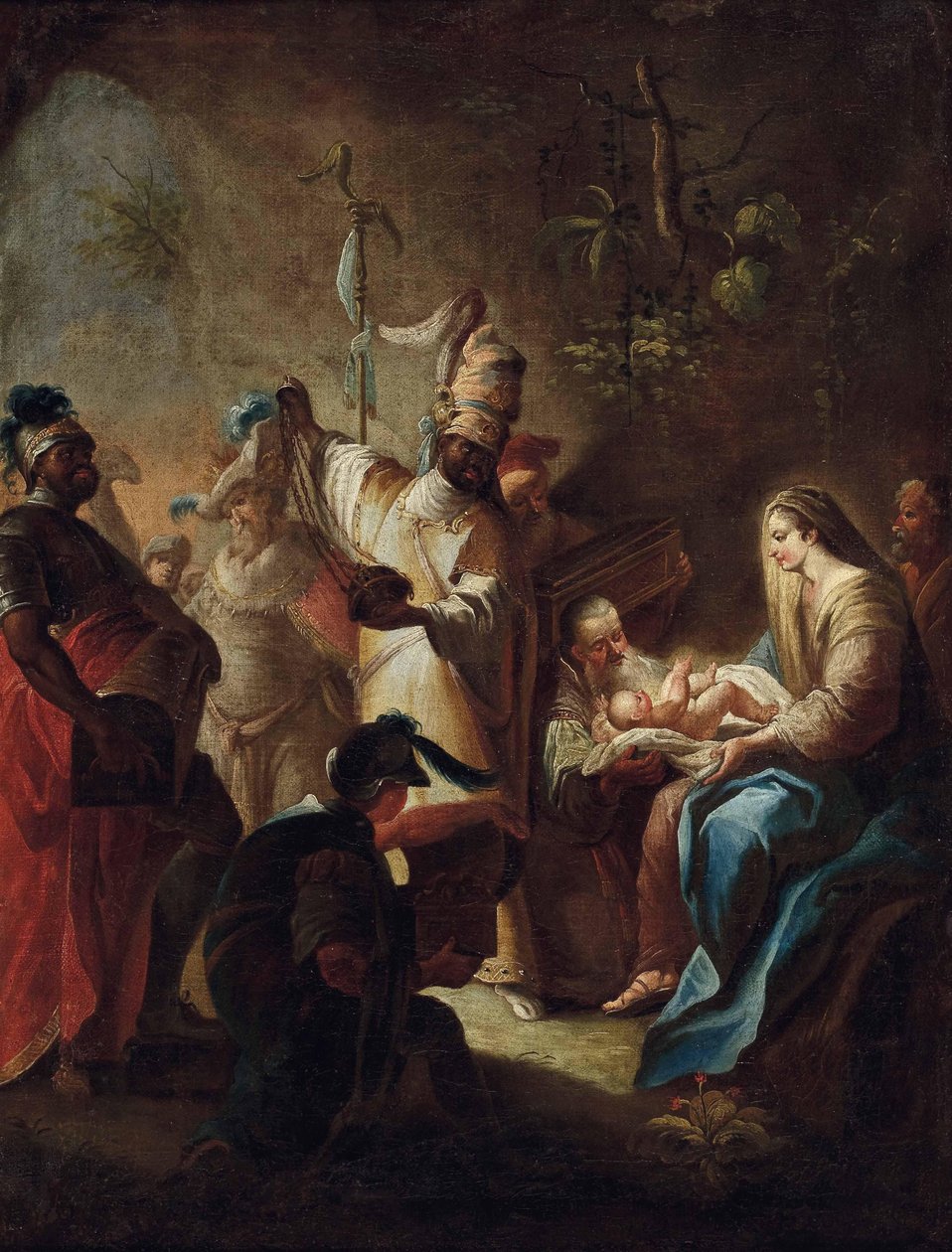 A három bölcs imádja a kis Jézust alkotó: School of Johann Evangelist Holzer