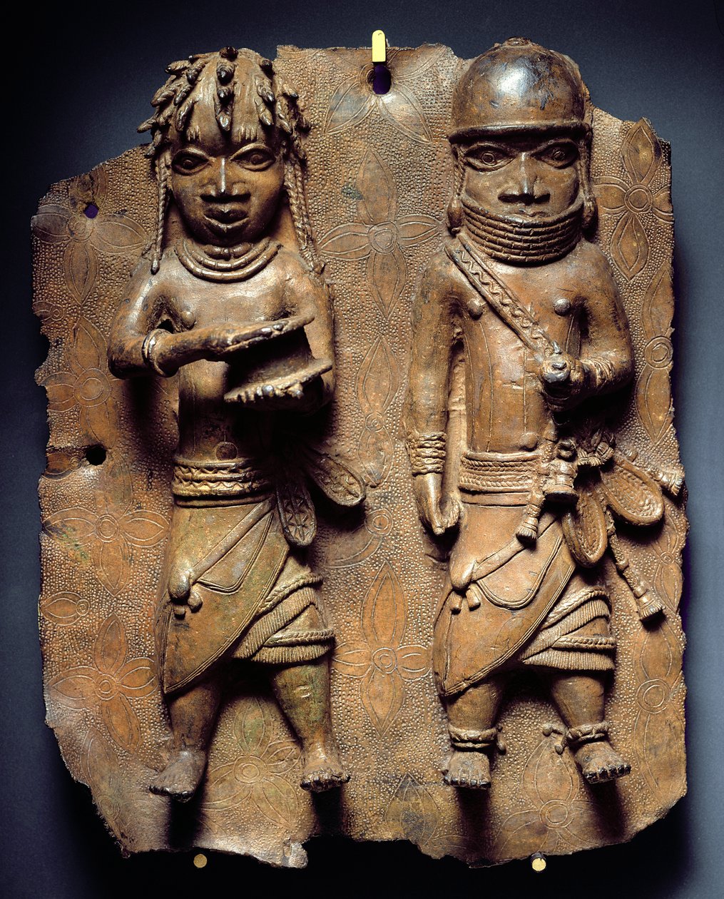 Benin plakett, rituálé az Oba misztikus erejének megerősítésére, Nigéria (réz) alkotó: School African