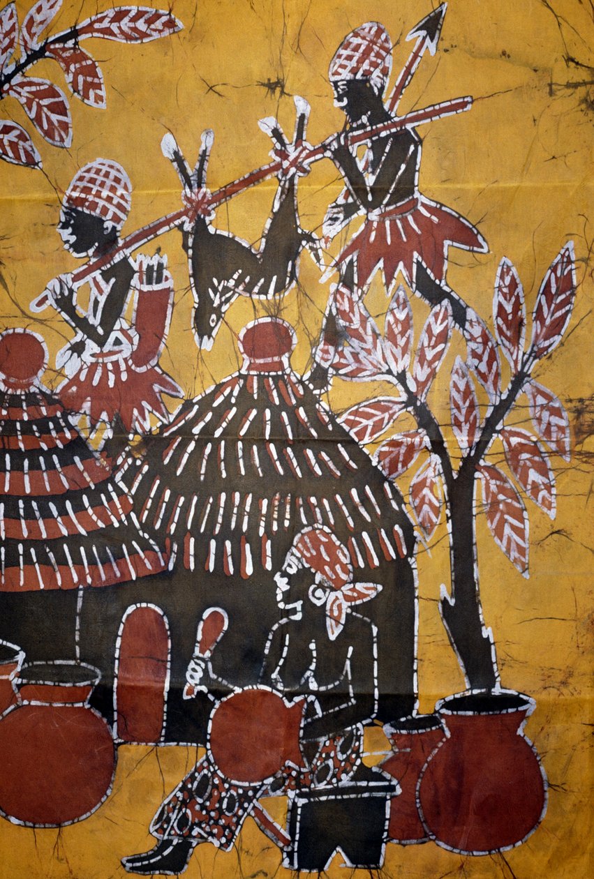 Batik technikával készült ruha, togói kézműves alkotó: School African
