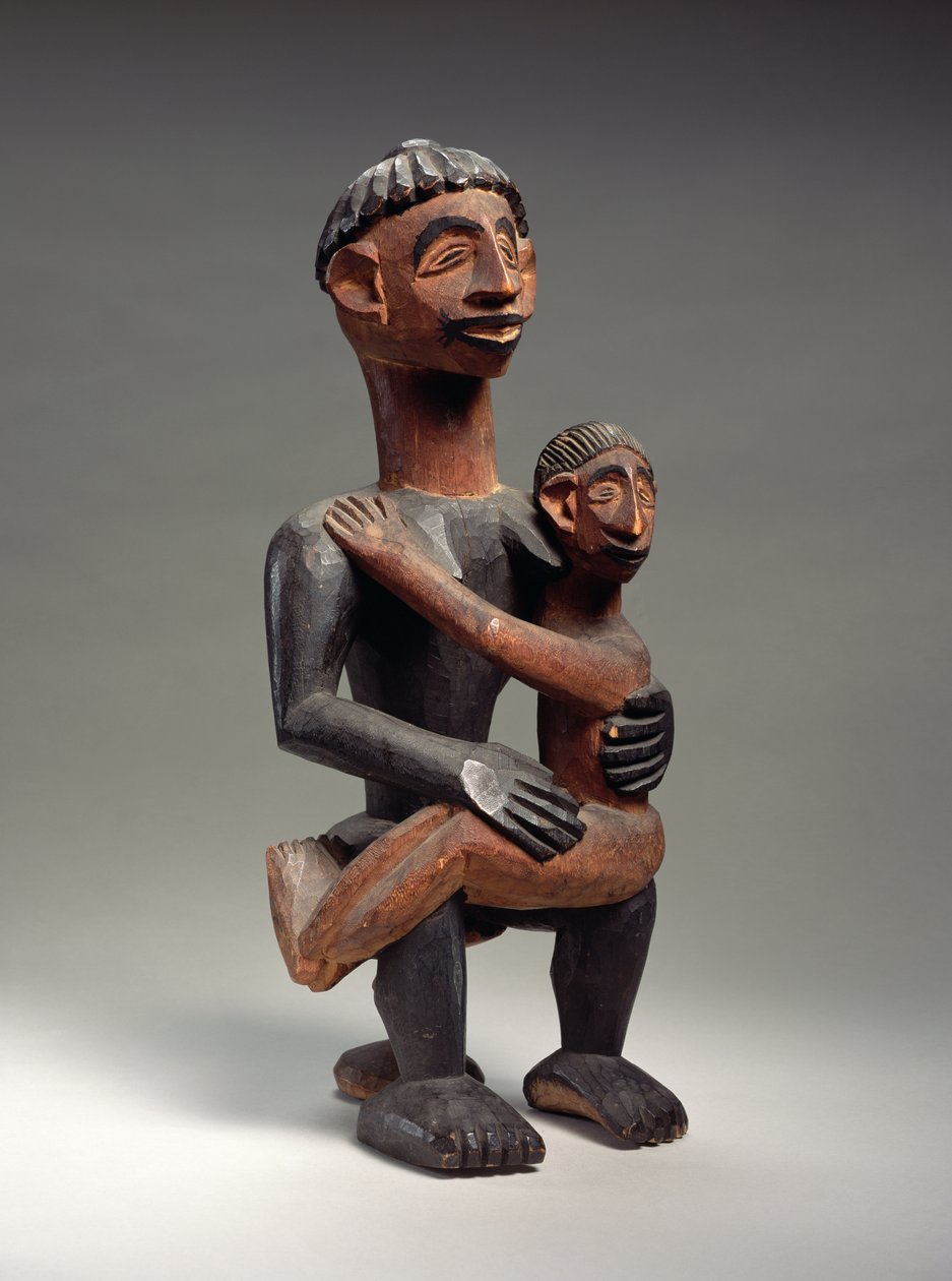 Ülő anya és gyermeke, Igbo, Nigéria (fa) alkotó: School African