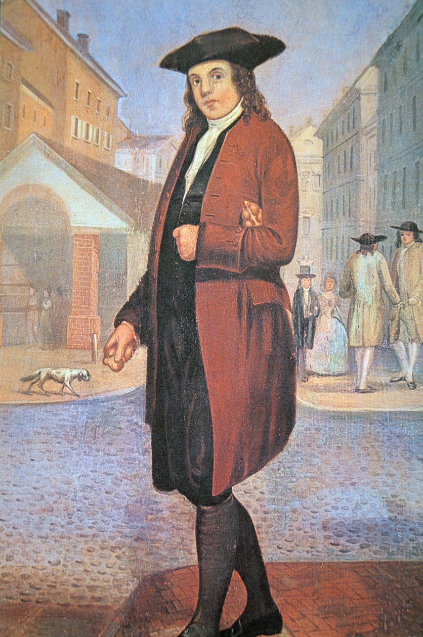 Egy fiatal Ben érkezik Philadelphiába, szegényen és éhesen, kenyérrel a hóna alatt (olaj, vászon) alkotó: School American