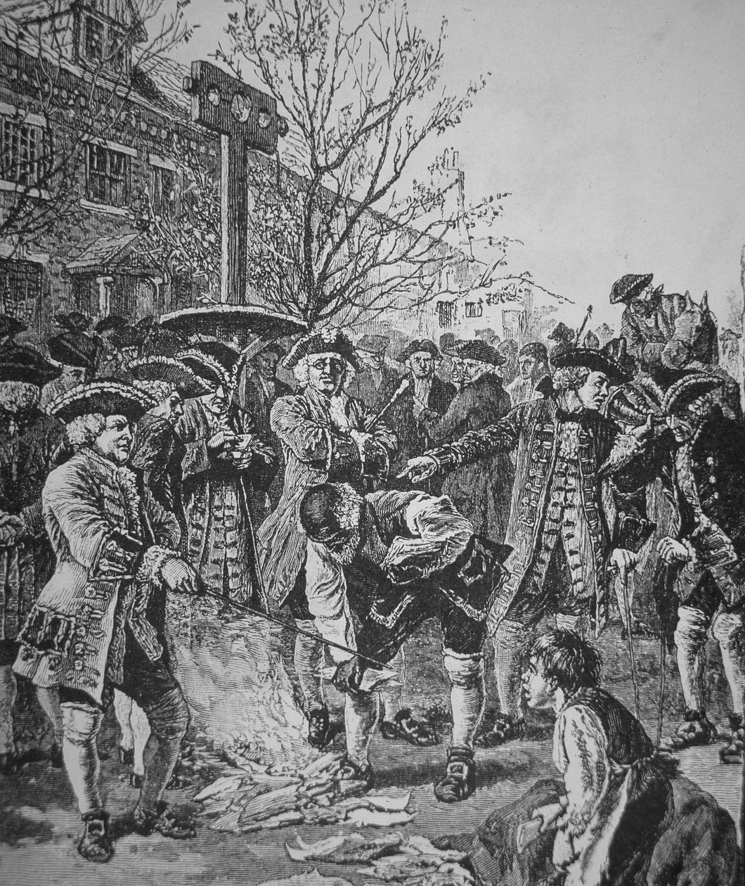 Bostoniak elégetik a lepecsételt papírt (litho) alkotó: School American