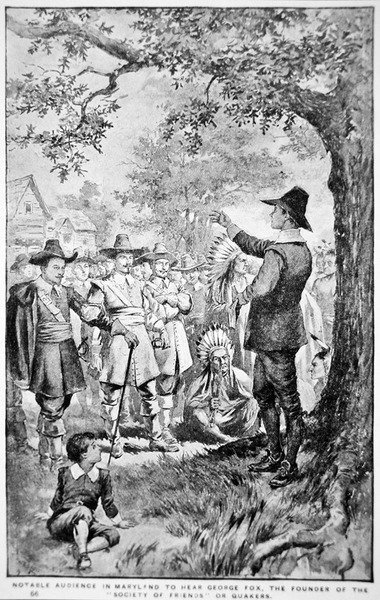 George Fox prédikál Marylandben alkotó: School American
