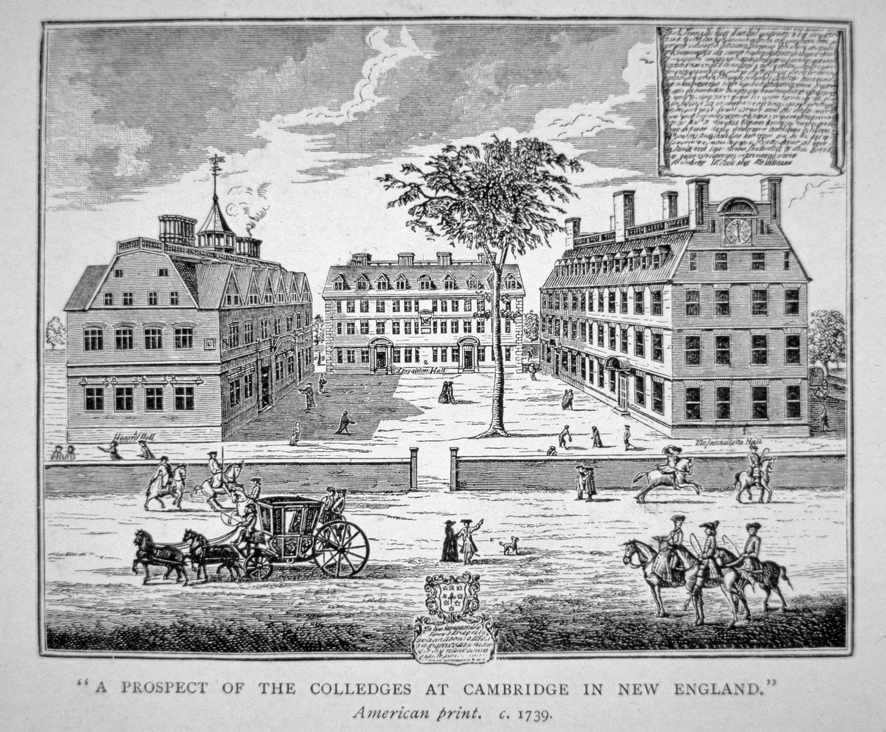 Harvard College, Cambridge, Massachusetts, 1739 körül (litho) alkotó: School American