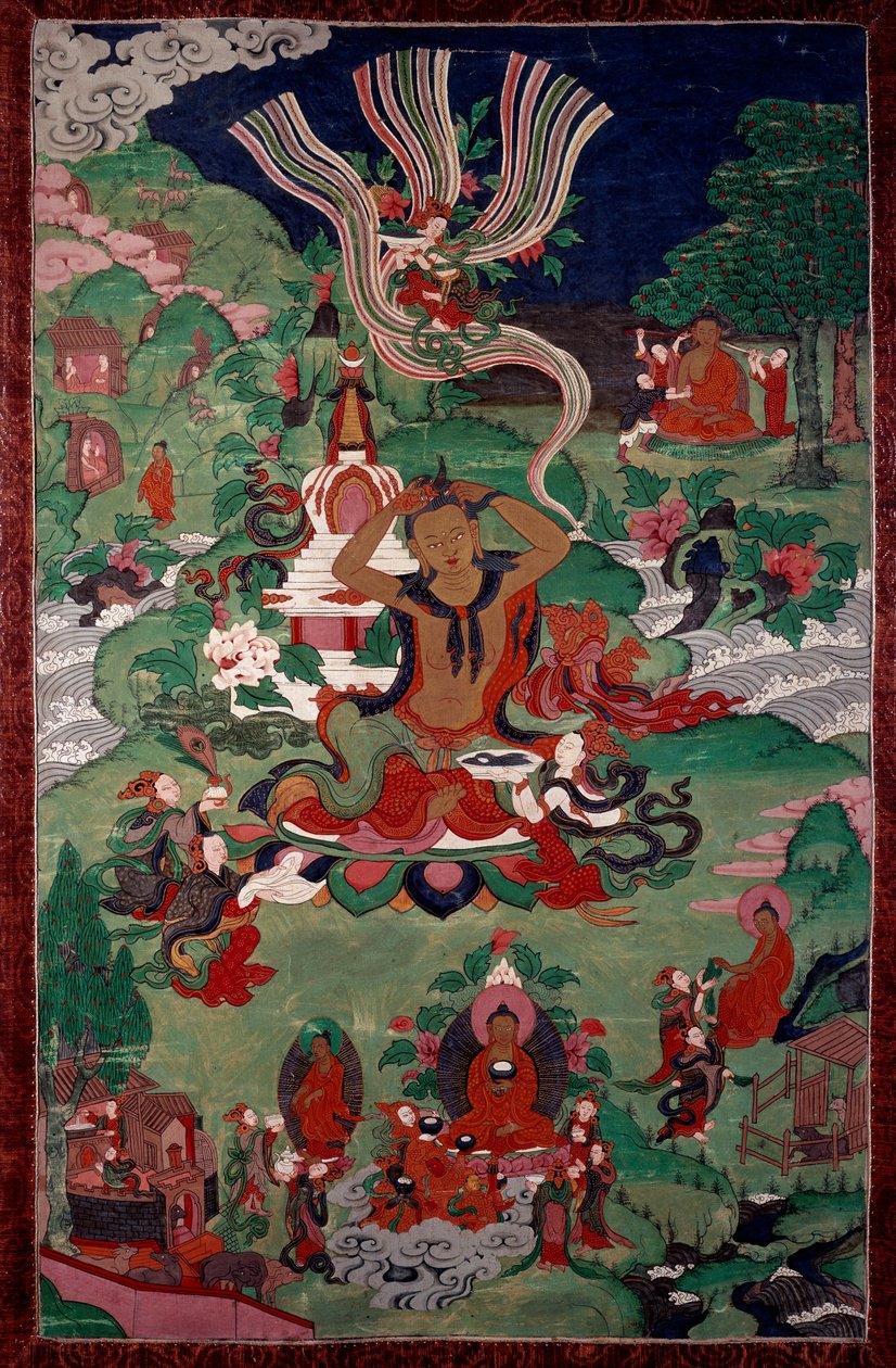 Buddha életének epizódja: hajvágás. Gobelin. Párizs, Guimet Múzeum, Ázsiai Művészeti Nemzeti Múzeum alkotó: School Asian