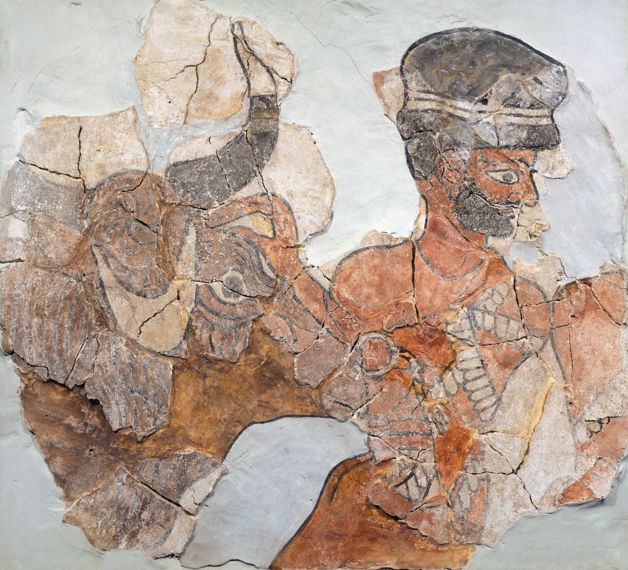 Áldozatot ábrázoló freskó Mari (ma Tell Hariri) régészeti lelőhelyről, Szíria, alkotó: School Assyrian