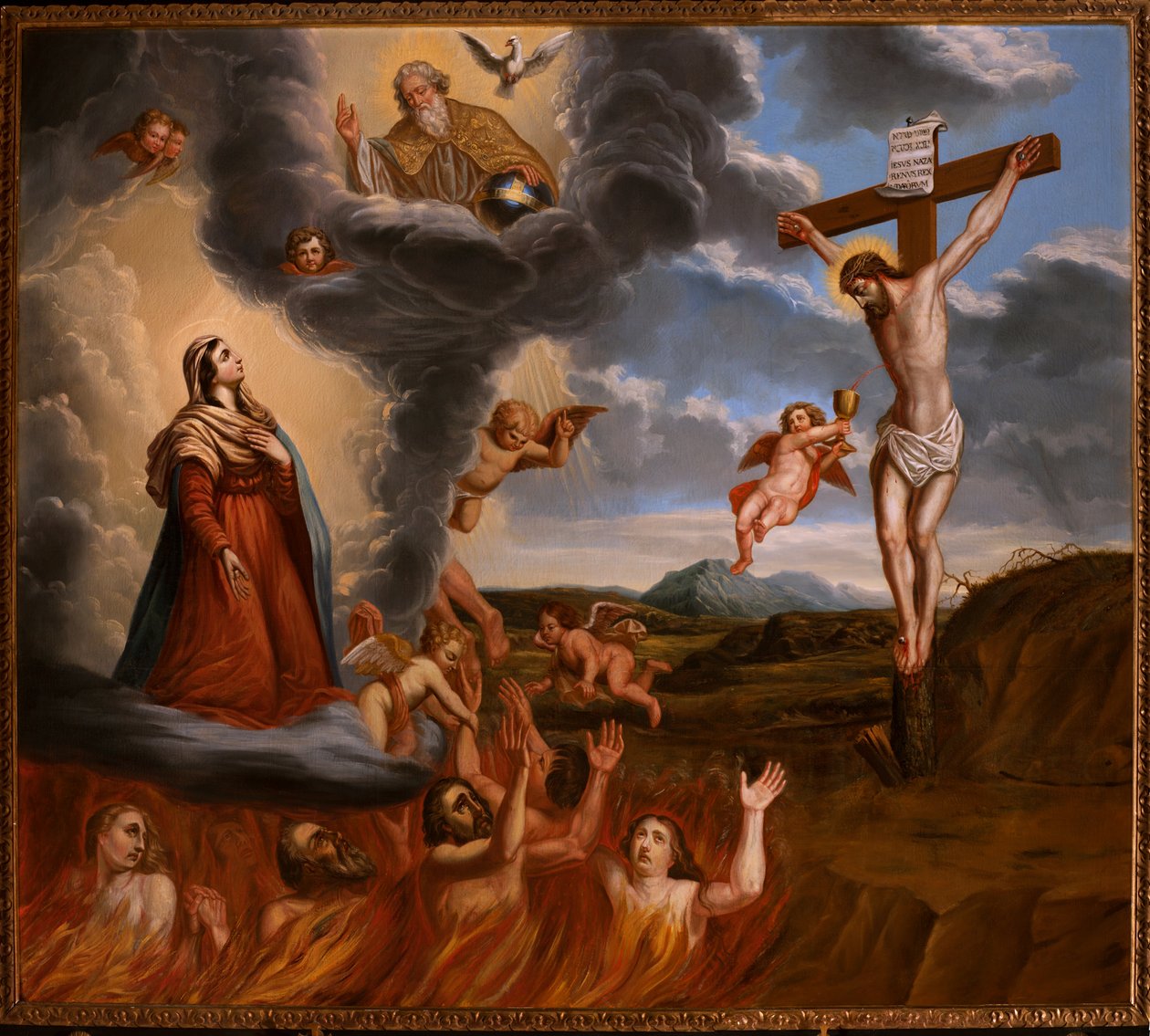 Szent Mária közvetítése a tisztítótűzért. 17. század vége (festmény) alkotó: School Belgian