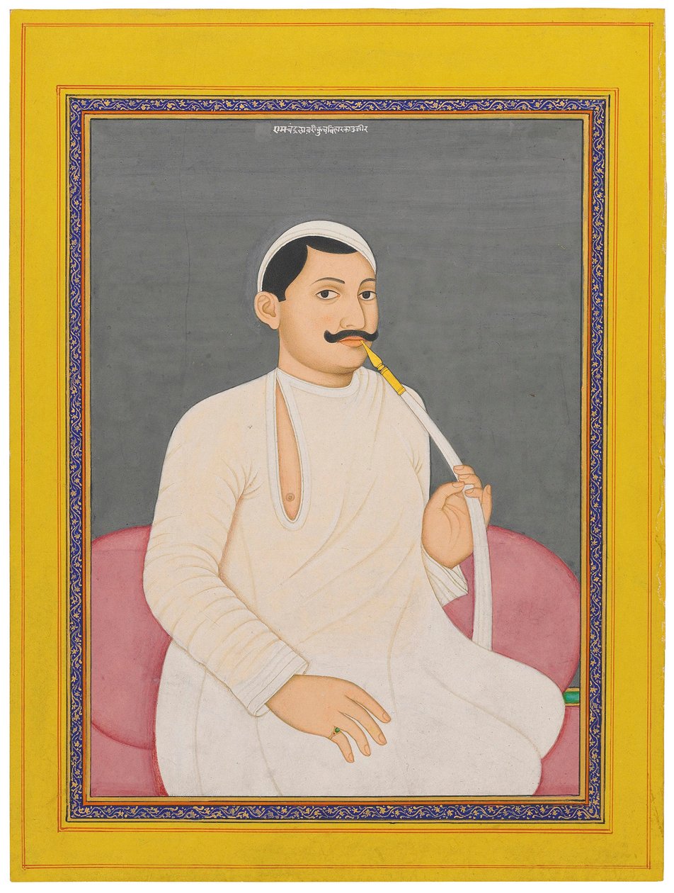 Ram Chandra Lahiri, Cooch Bewar Dewan ülő portréja (1829 - 1842, 1840 körül (átlátszatlan pigmentek arannyal a papíron) alkotó: School Bengali