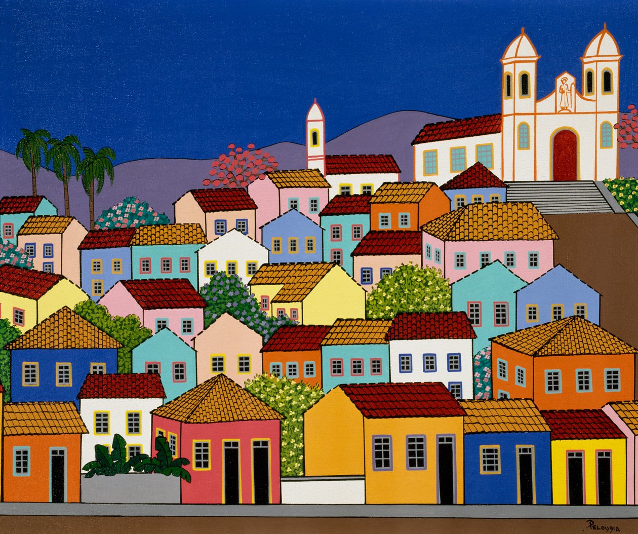 Ouro Preto brazil város a Paolai Szent Ferenc templommal a Piedale-dombon alkotó: School Brazilian