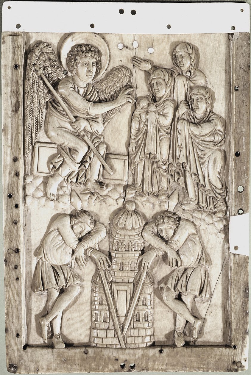Karoling művészet: szent nők a sírnál - (Szent nők a sírnál) Elefántcsont dombormű alkotó: School Carolingian