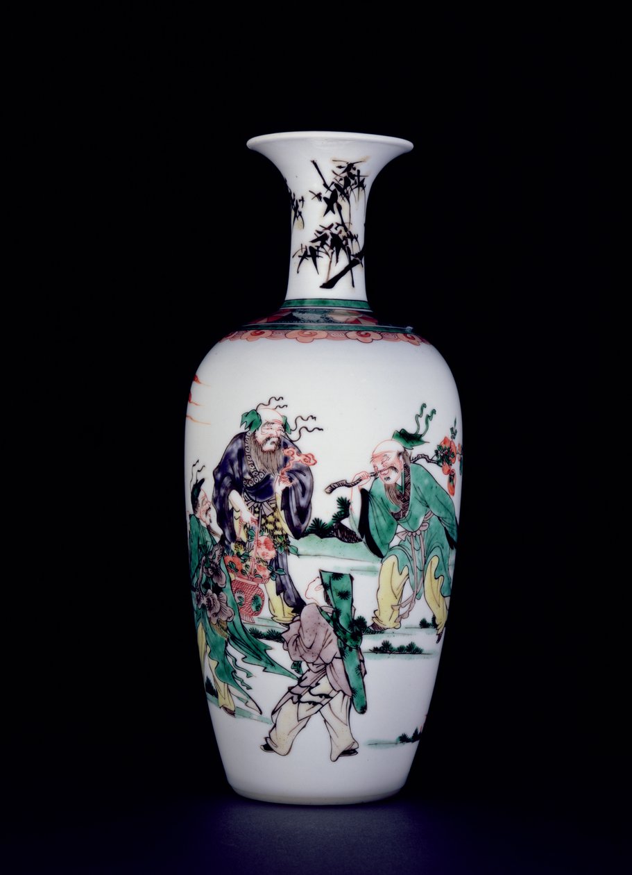 Famille verte zománcokkal (porcelán) díszített kínai porcelánváza alkotó: School Chinese