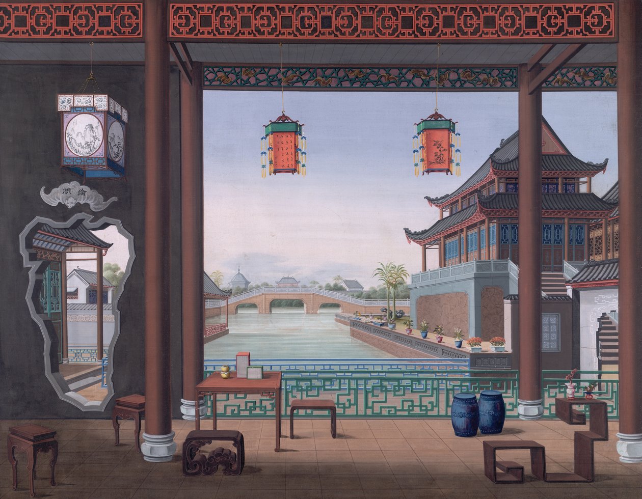 Hozzáadás. Vagy. 2194 Rajz egy kínai tisztviselő házának belsejéről alkotó: School Chinese