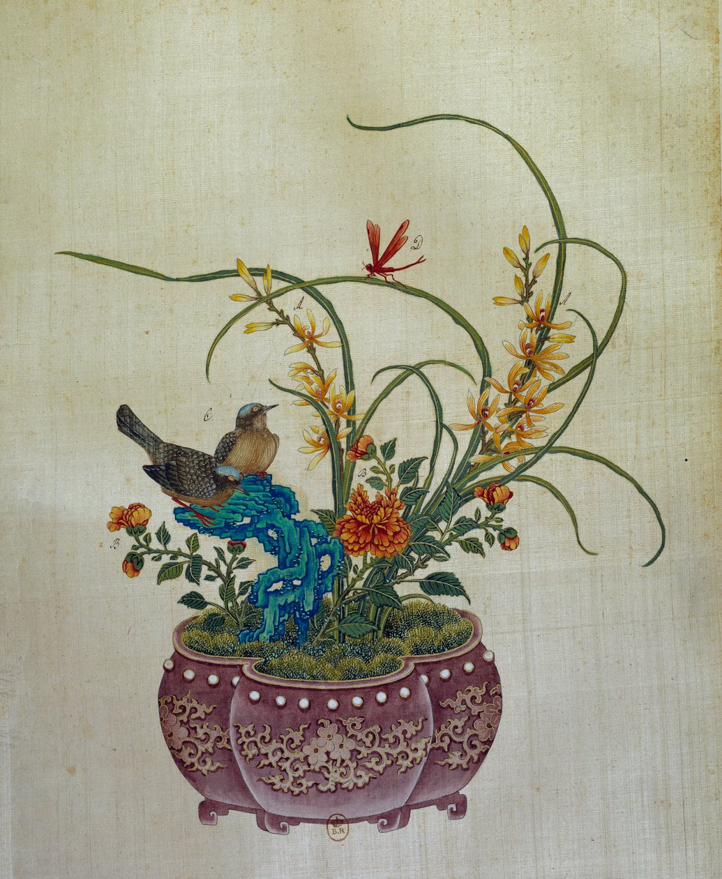 Kínai művészet: virágok és madarak. 18. századi selyemfestés. Paris, B.N. alkotó: School Chinese