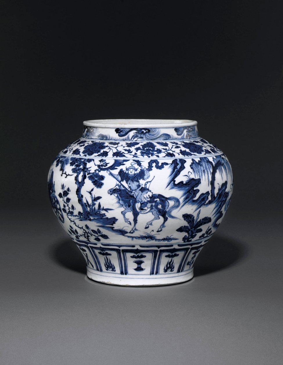 Kivételesen ritka és fontos kék-fehér tégely, Guan Yuan-dinasztia, 14. század közepe (kerámia) (lásd még: 469089-469092) alkotó: School Chinese