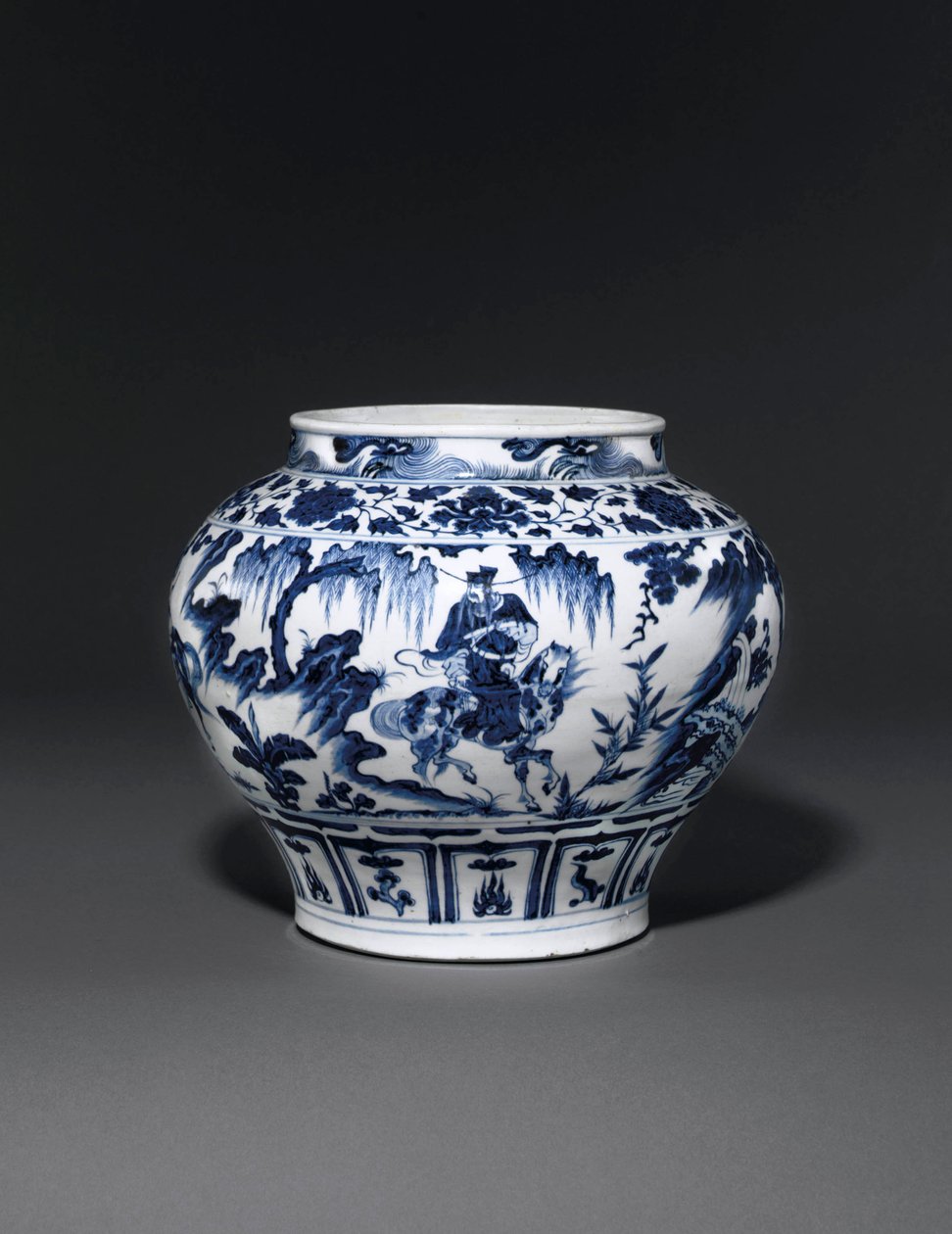 Kivételesen ritka és fontos kék-fehér tégely, Guan Yuan-dinasztia, 14. század közepe (kerámia) (lásd még: 469089-469093) alkotó: School Chinese